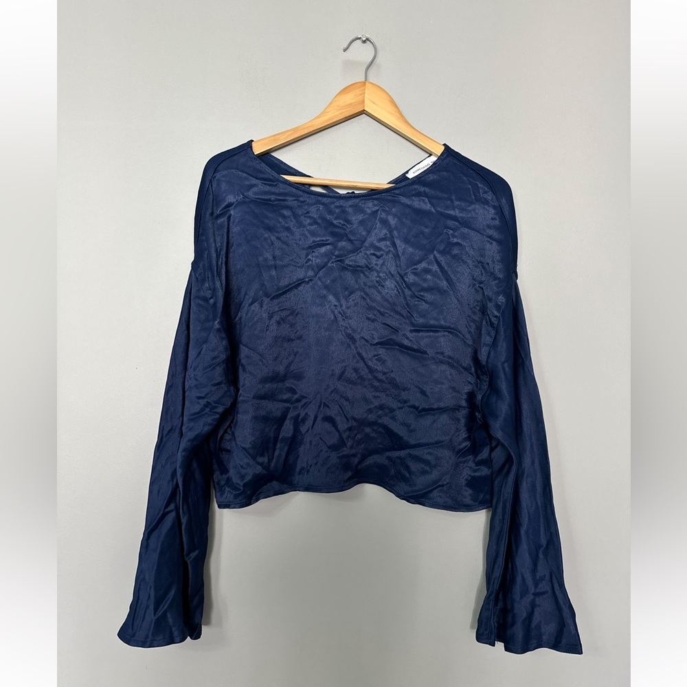 Something Navy Cropped Deep Blue Blouse